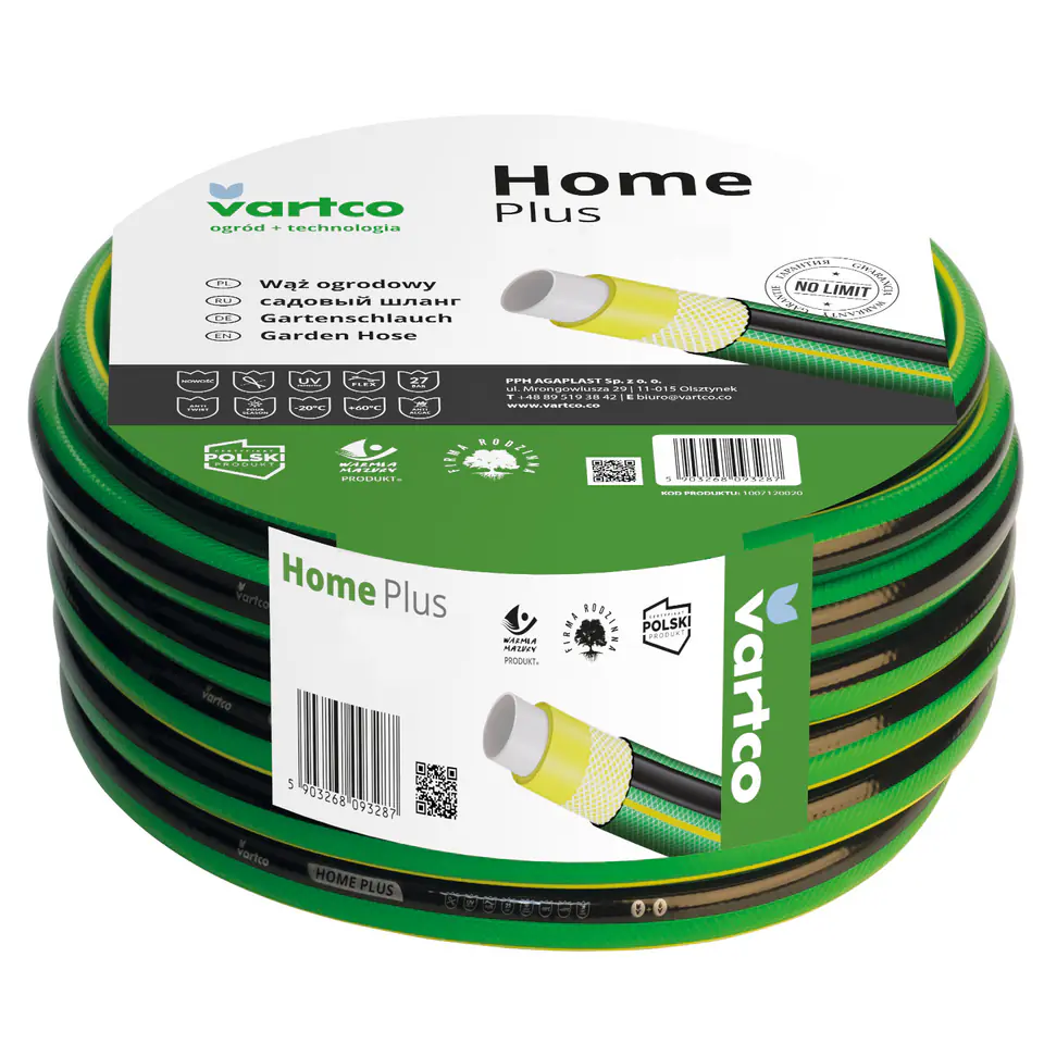 ⁨Wąż ogrodowy Vartco Home Plus 3/4" 20m⁩ w sklepie Wasserman.eu