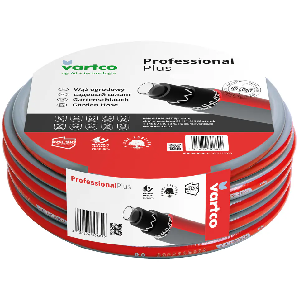 ⁨Wąż ogrodowy Vartco Professional Plus 3/4" 20m⁩ w sklepie Wasserman.eu