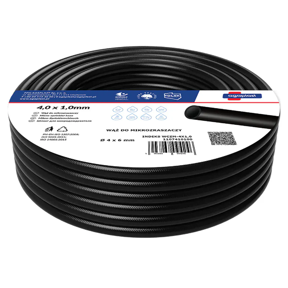 Wąż do mikrozraszaczy Vartco 4,0mm x 1,0mm 50mb w sklepie Wasserman.eu