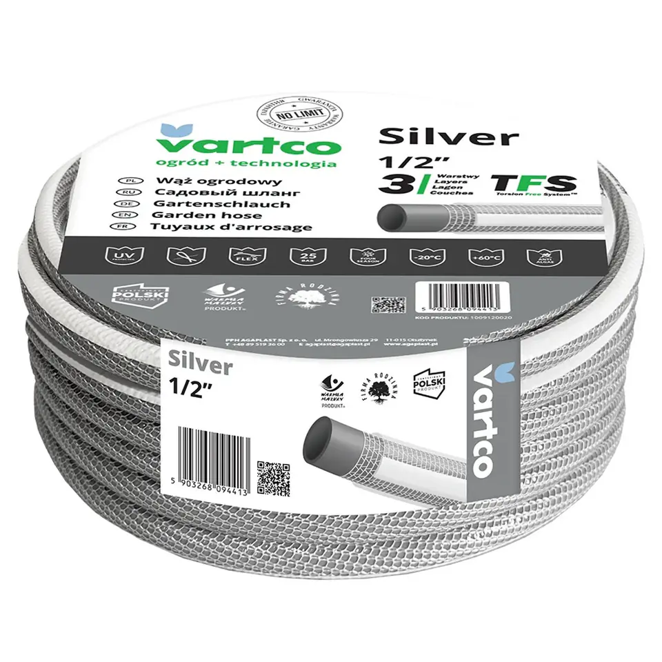 ⁨Wąż ogrodowy Vartco Silver TFS 1/2" 20m⁩ w sklepie Wasserman.eu