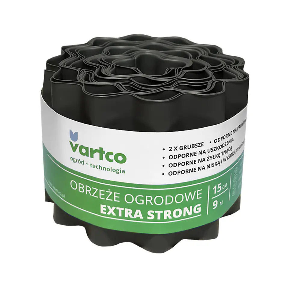 ⁨Obrzeże ogrodowe faliste 15cm x9m Vartco Extra Strong szare⁩ w sklepie Wasserman.eu