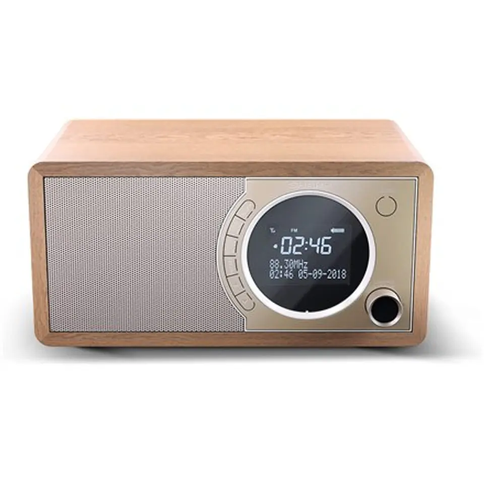 ⁨Radio cyfrowe Sharp DR-450(BR), FM/DAB/DAB+, Bluetooth 4.2, funkcja alarmu, brązowe⁩ w sklepie Wasserman.eu