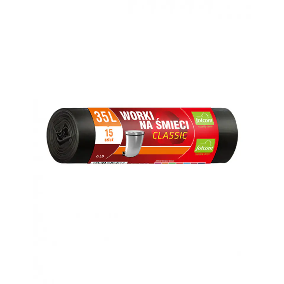 Worki na śmieci LDPE CLASSIC 35L czarne (15 sztuk) FOLCOM w sklepie Wasserman.eu