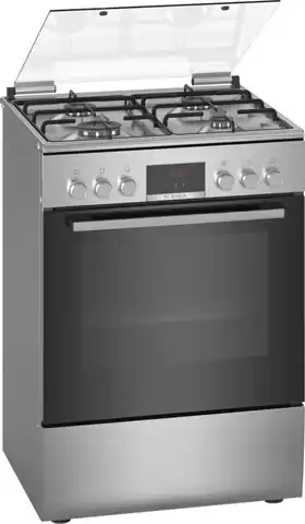 ⁨Bosch Serie 4 HXN390D50L cooker Freestanding cooker Gas Black, Stainless steel A⁩ at Wasserman.eu