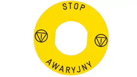 ⁨Tabliczka opisowa żółta okrągła fi60 STOP AWARYJNY ZBY9PL30⁩ w sklepie Wasserman.eu