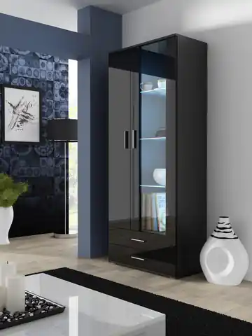 ⁨Cama display cabinet SOHO S6 2D2S black/black gloss⁩ at Wasserman.eu