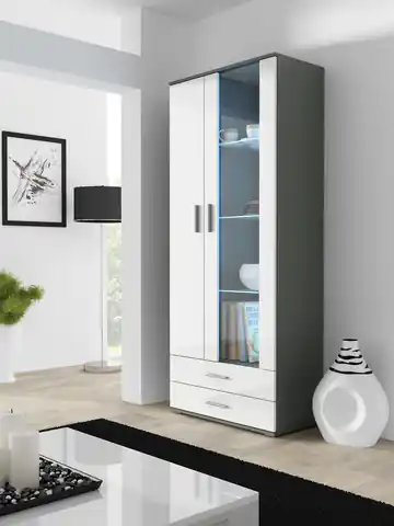 ⁨Cama display cabinet SOHO S6 2D2S grey/white gloss⁩ at Wasserman.eu