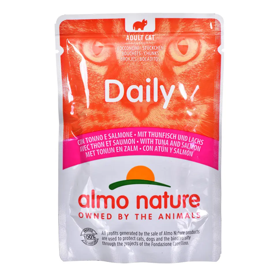 ⁨ALMO NATURE Daily Menu Tuńczyk z łososiem - mokra karma dla kota - saszetka 70 g⁩ w sklepie Wasserman.eu