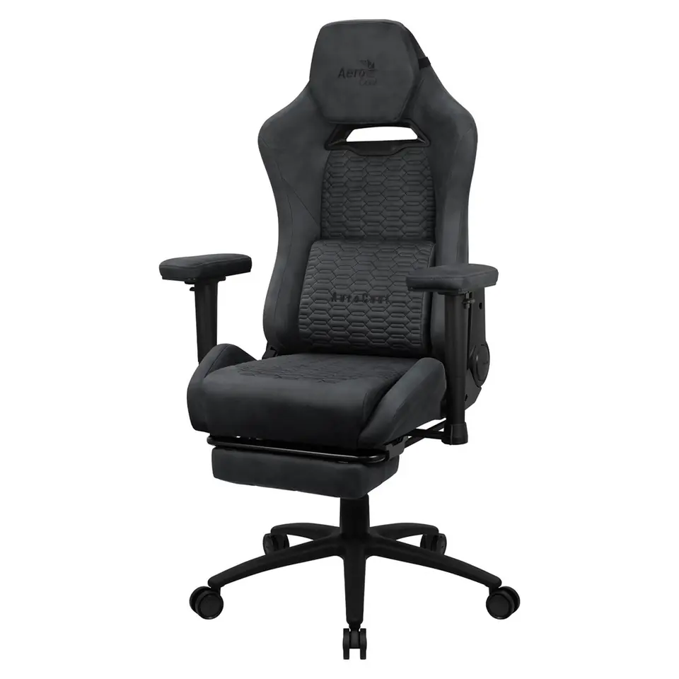 ⁨Aerocool ROYALSLATEGR Premium Ergonomic Gaming Chair Legrests Aerosuede Technology Grey⁩ at Wasserman.eu