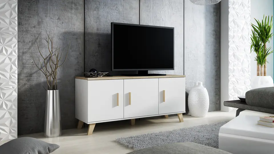 ⁨Cama sideboard LOTTA 150 3D white + sonoma oak⁩ at Wasserman.eu