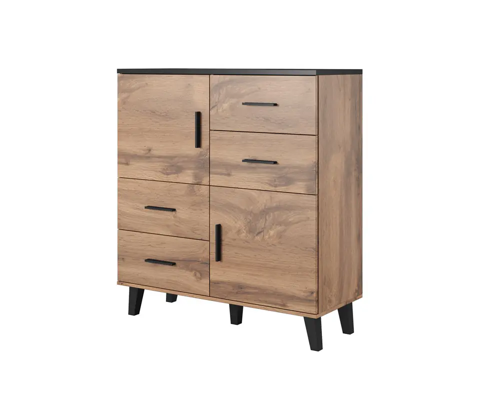Komoda LOTTA 110 2D4S wotan + czarny mat w sklepie Wasserman.eu