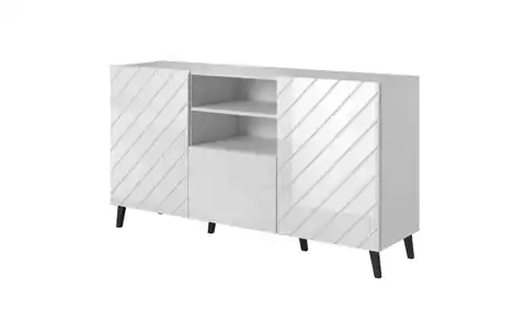⁨ABETO chest of drawers 150x42x82 white glossy⁩ at Wasserman.eu