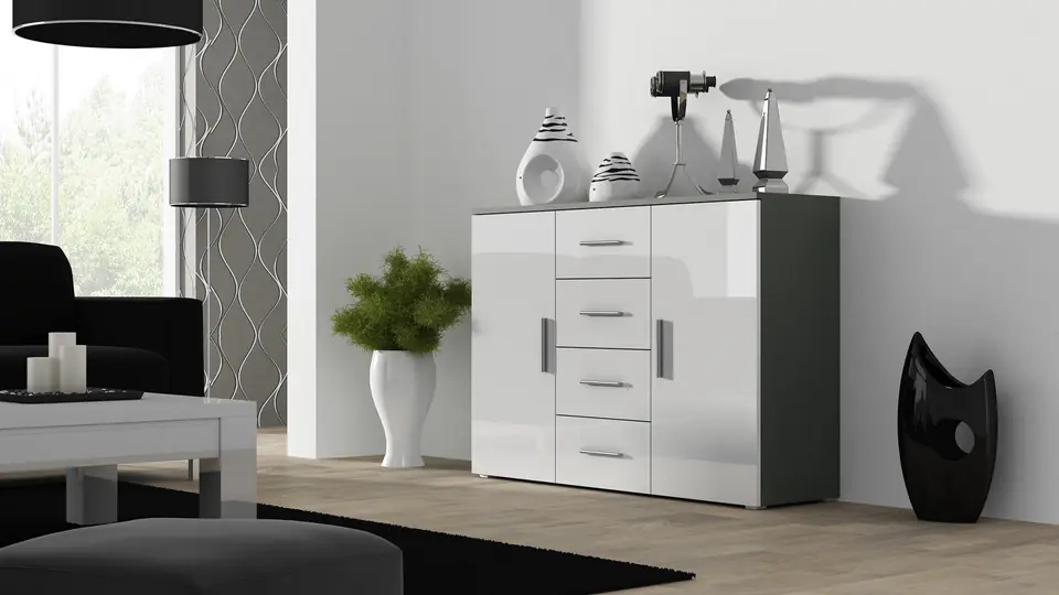 ⁨Cama living room sideboard UNI grey/white gloss⁩ at Wasserman.eu