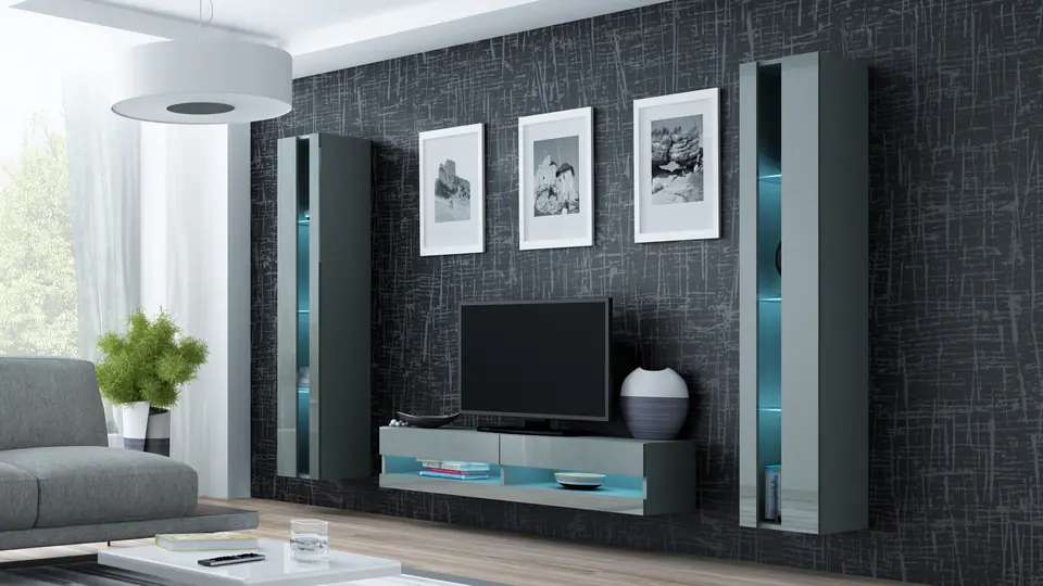 ⁨Cama Living room cabinet set VIGO NEW 12 grey/grey gloss⁩ at Wasserman.eu