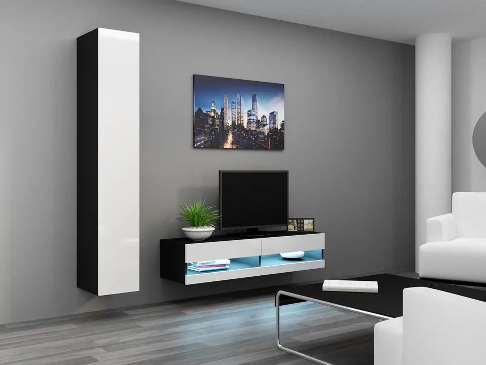 ⁨Cama Living room cabinet set VIGO NEW 13 black/white gloss⁩ at Wasserman.eu