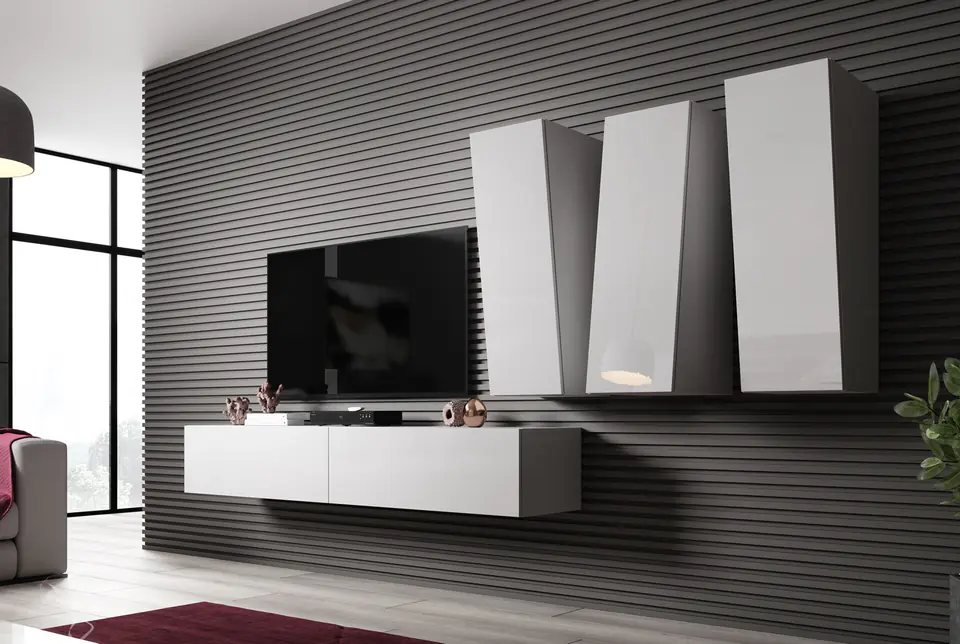 ⁨Cama Living room cabinet set VIGO SLANT 1 white/white gloss⁩ at Wasserman.eu