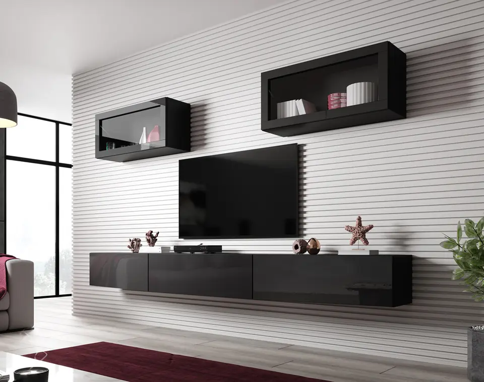 ⁨Cama Living room cabinet set VIGO SLANT 3 black/black gloss⁩ at Wasserman.eu