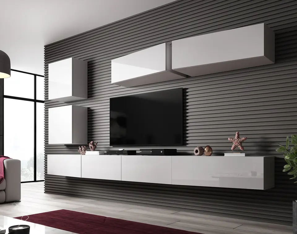 ⁨Cama Living room cabinet set VIGO SLANT 5 white/white gloss⁩ at Wasserman.eu