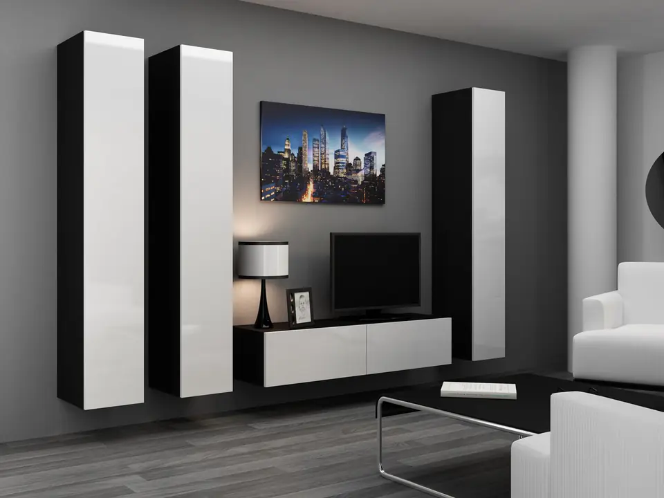 ⁨Cama Living room cabinet set VIGO 14 black/white gloss⁩ at Wasserman.eu