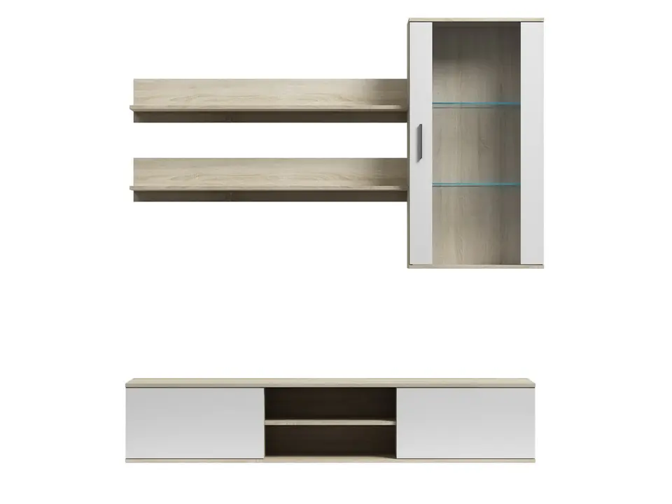 ⁨SOHO 5 set (RTV180 cabinet + wall unit + shelves) Sonoma oak / glossy white⁩ at Wasserman.eu