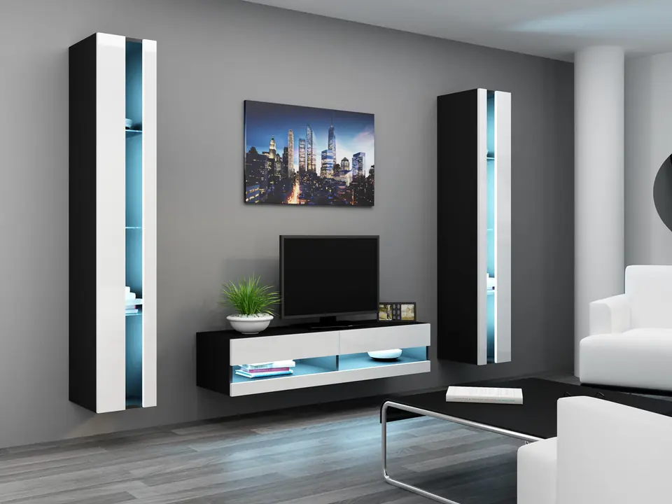 ⁨Cama Living room cabinet set VIGO NEW 12 black/white gloss⁩ at Wasserman.eu