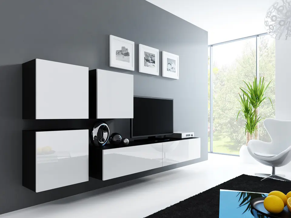 ⁨Cama Living room cabinet set VIGO 23 black/white gloss⁩ at Wasserman.eu