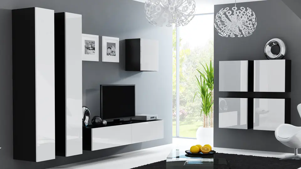 ⁨Cama Living room cabinet set VIGO 24 black/white gloss⁩ at Wasserman.eu