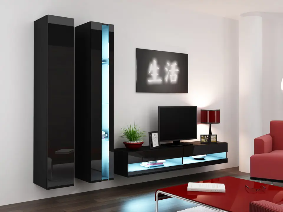 ⁨Cama Living room cabinet set VIGO NEW 5 black/black gloss⁩ at Wasserman.eu