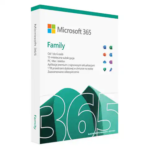 ⁨Microsoft 365 Family 1 x license Subscription Polish 1 year(s)⁩ at Wasserman.eu