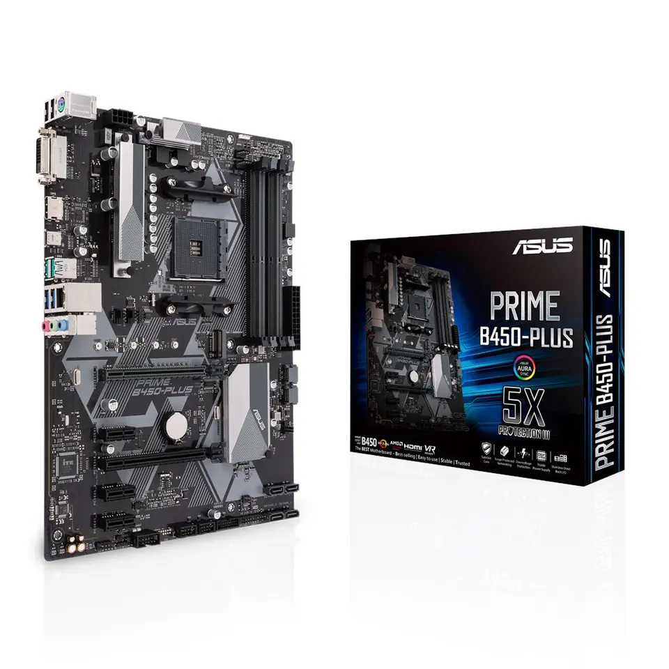 ⁨Płyta główna ASUS PRIME PRIME B450-PLUS (AM4; 4x DDR4 DIMM; ATX; CrossFireX)⁩ w sklepie Wasserman.eu