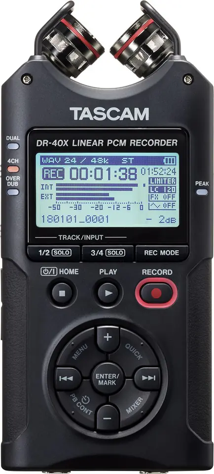 ⁨Tascam DR-40X - Przenośny rejestrator cyfrowy z interfejsem USB, zapisujący 2 x stereo, 2 GB karta SD⁩ w sklepie Wasserman.eu