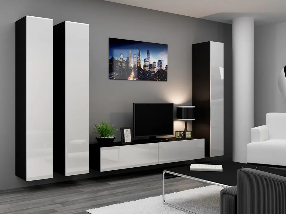 ⁨Cama Living room cabinet set VIGO 1 black/white gloss⁩ at Wasserman.eu