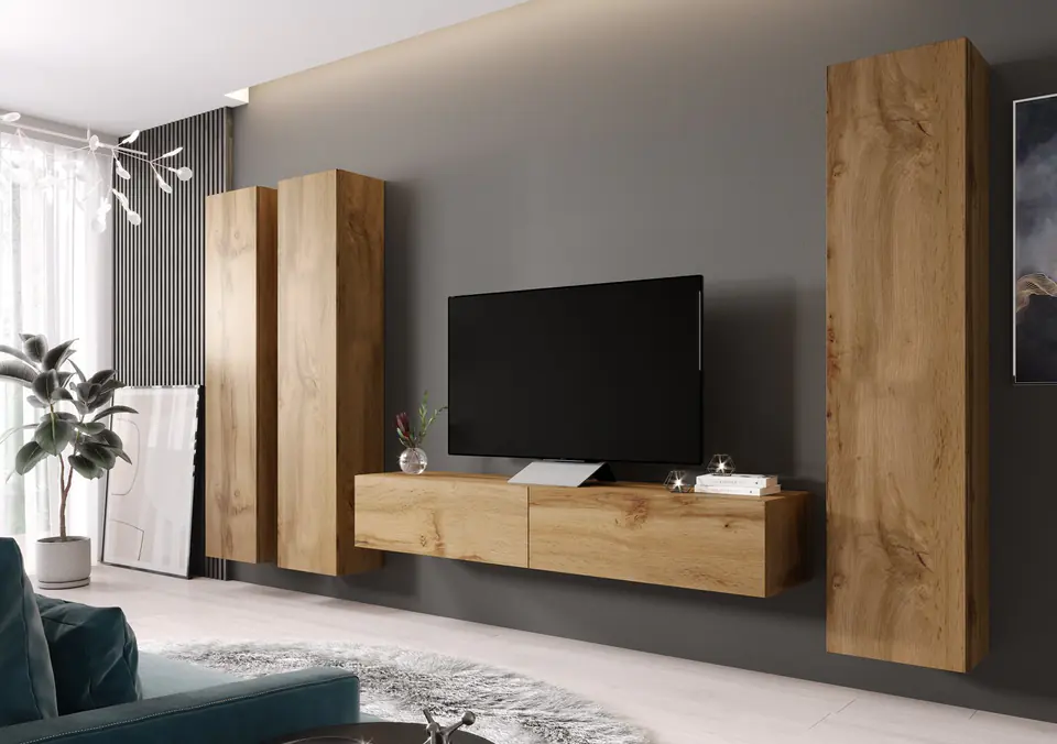 ⁨Cama Living room cabinet set VIGO 1 wotan oak/wotan oak gloss⁩ at Wasserman.eu