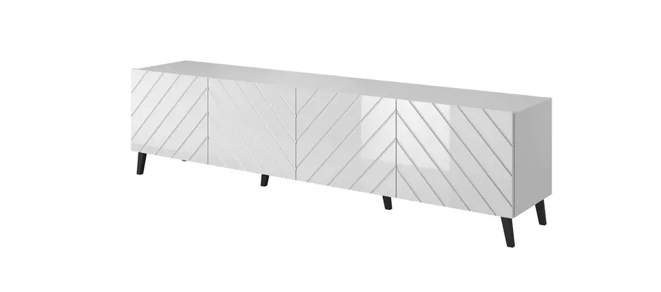 ⁨RTV cabinet ABETO 200x42x52 white/gloss white⁩ at Wasserman.eu