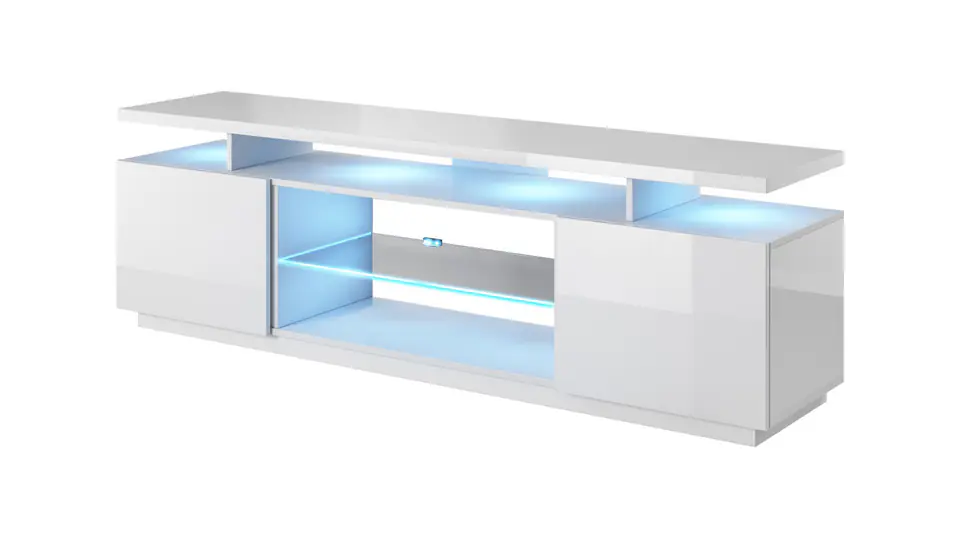 Szafka RTV EVA 180x40x52 biały/biały połysk w sklepie Wasserman.eu