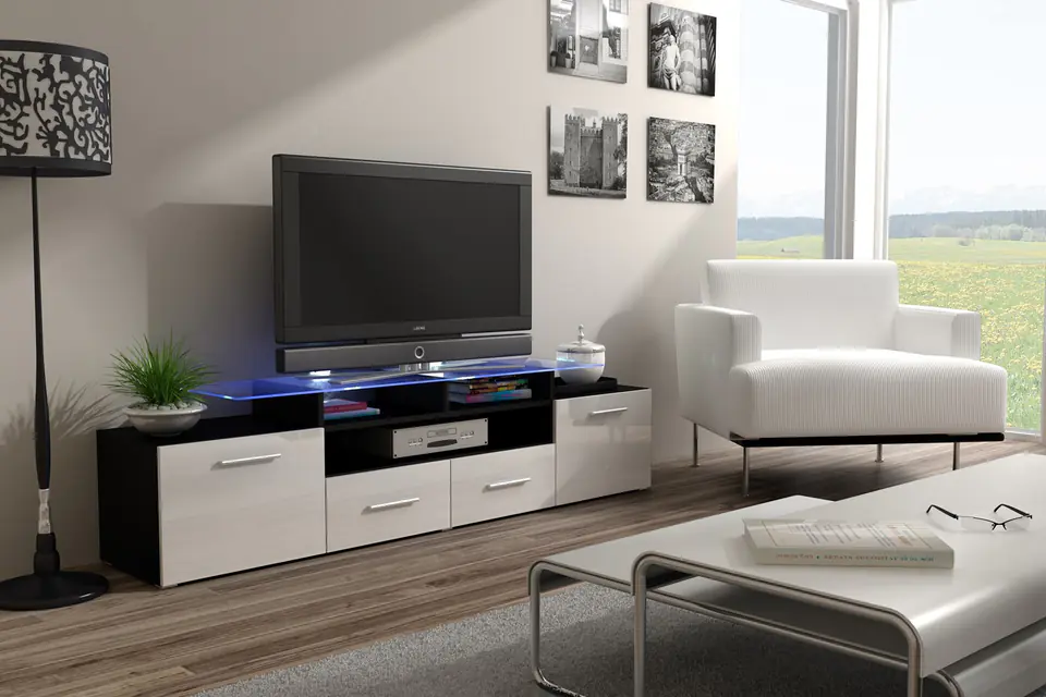 ⁨Cama TV stand EVORA 200 black/white gloss⁩ at Wasserman.eu