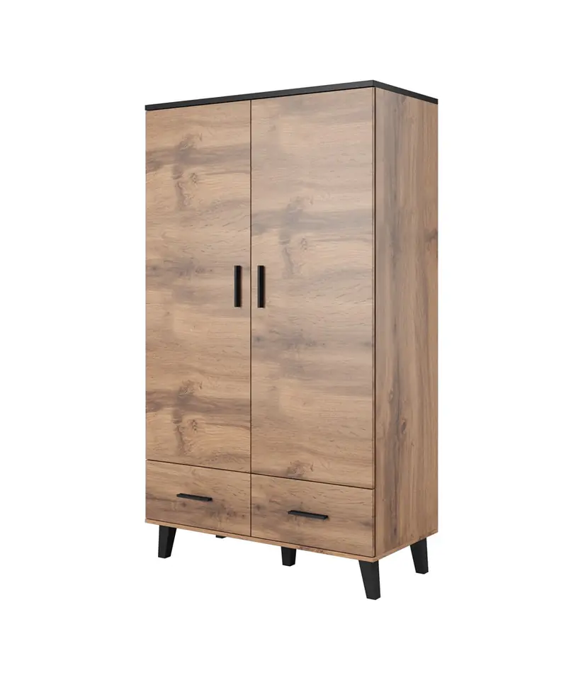 ⁨Cama wardrobe LOTTA 2D2D wotan oak + mat black⁩ at Wasserman.eu