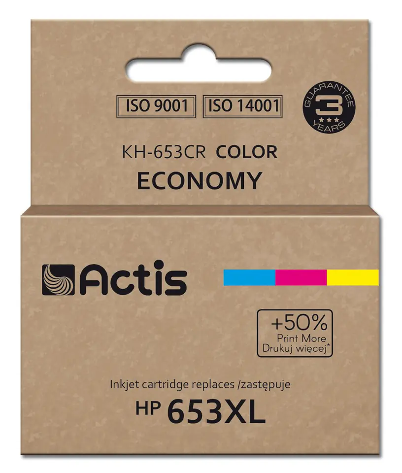 ⁨Actis KH-653CR Tusz (zamiennik HP 653XL 3YM74AE; Premium; 18ml; 300 stron; kolorowy)⁩ w sklepie Wasserman.eu