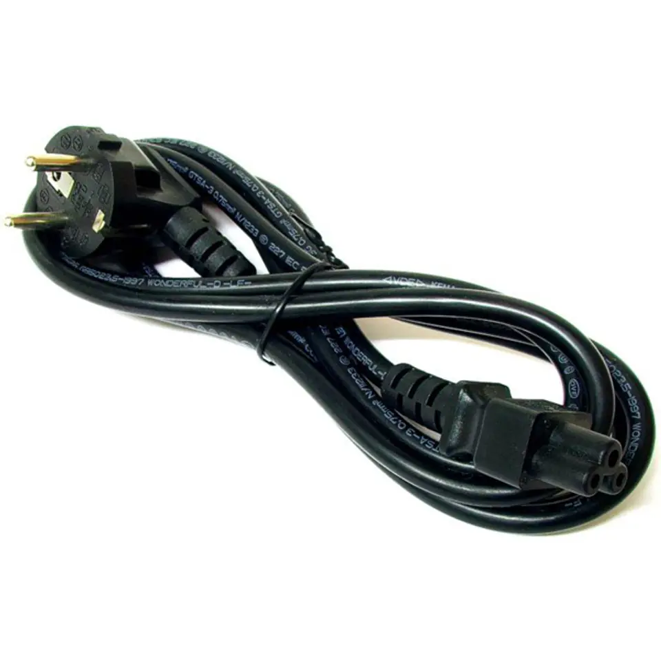 ⁨Kabel sieciowy 230V do zasilacza laptopa, CEE7 (widelec) - C5, 2m, VDE approved, czarny, Logo, blistr, koncówka C5⁩ w sklepie Wasserman.eu