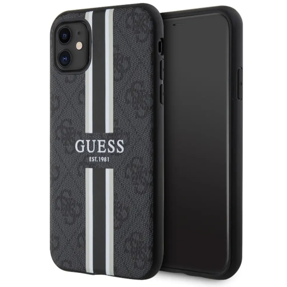 ⁨Guess GUHMN61P4RPSK iPhone 11 / Xr czarny/black hardcase 4G Printed Stripes MagSafe⁩ w sklepie Wasserman.eu