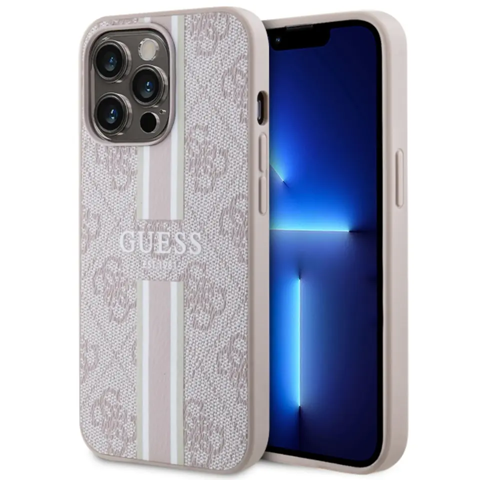 ⁨Guess GUHMP13LP4RPSP iPhone 13 Pro / 13 6,1" różowy/pink hardcase 4G Printed Stripes MagSafe⁩ w sklepie Wasserman.eu