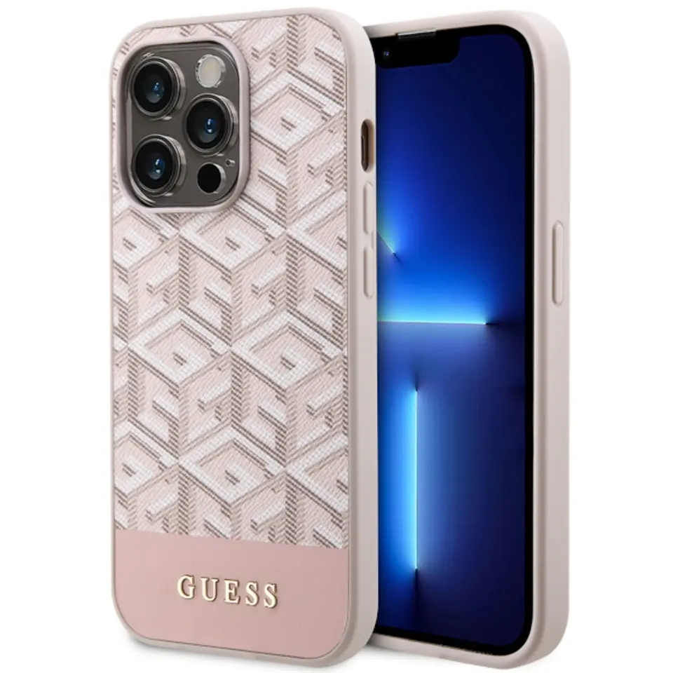 ⁨Guess GUHMP14LHGCFSEP iPhone 14 Pro 6,1" różowy/pink hard case GCube Stripes MagSafe⁩ w sklepie Wasserman.eu