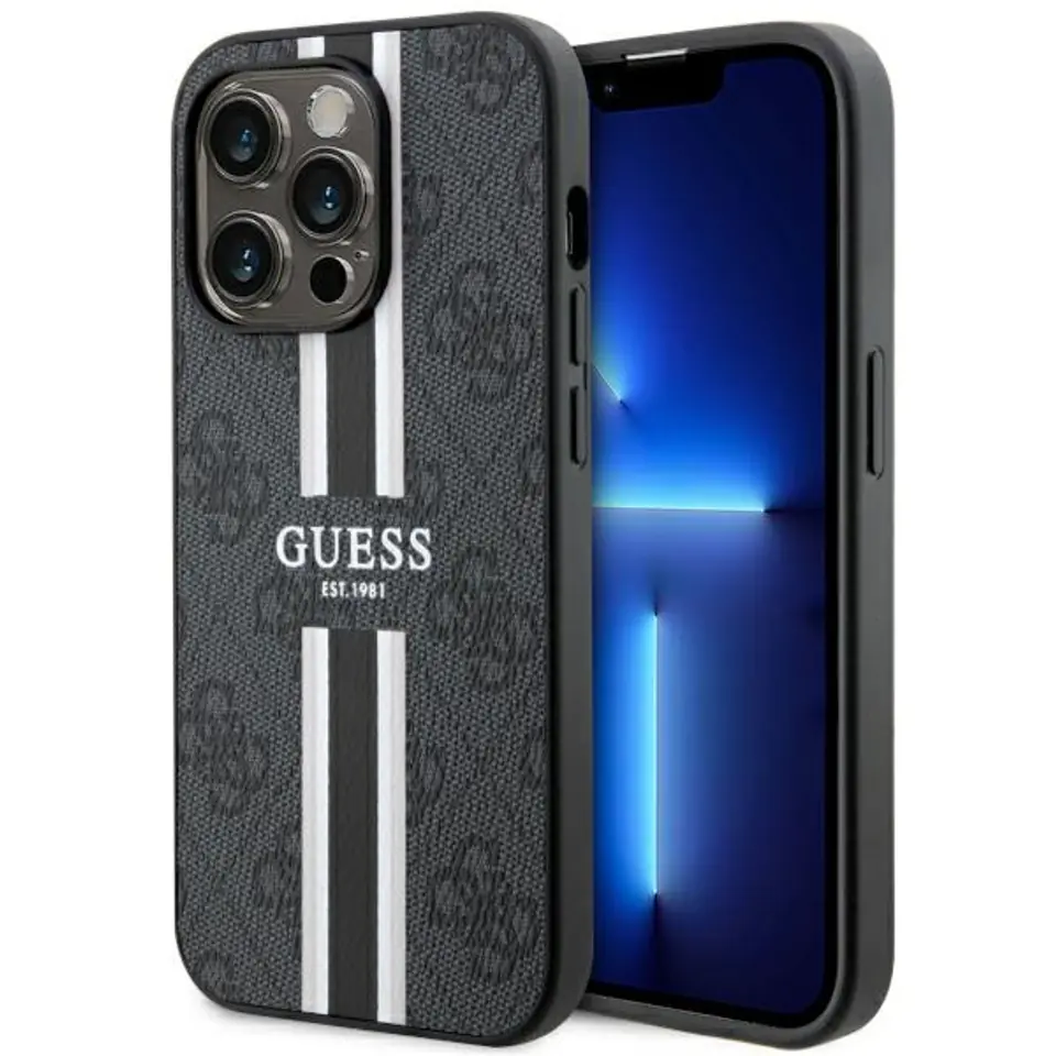 ⁨Guess GUHMP14LP4RPSK iPhone 14 Pro 6.1" czarny/black hardcase 4G Printed Stripes MagSafe⁩ w sklepie Wasserman.eu