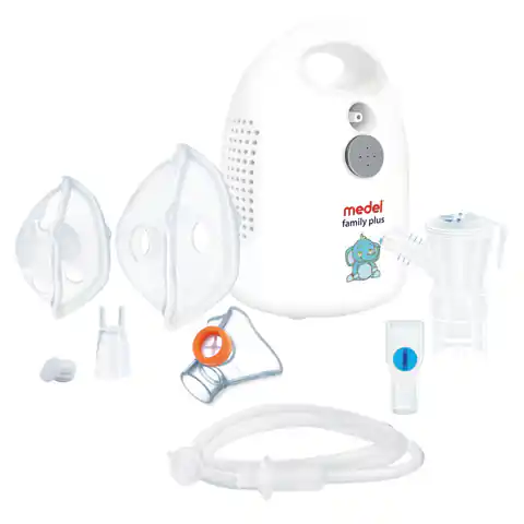 ⁨MEDEL Family Plus Elefante Inhalator pneumatyczno-tłokowy dla dzieci z trzema maskami⁩ w sklepie Wasserman.eu