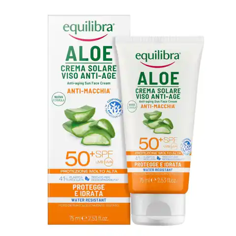 ⁨Equilibra Aloe Solare Krem do twarzy przeciwsłoneczny SPF50+ UVA/UVB 75ml⁩ w sklepie Wasserman.eu