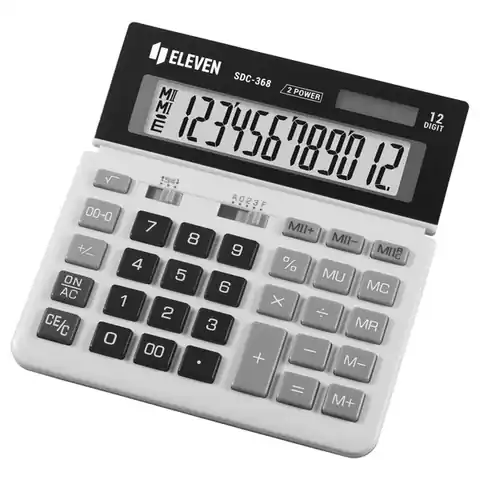 ⁨Eleven Kalkulator SDC368, biało-czarny, biurkowy, 12 miejsc, podwójne zasilanie⁩ w sklepie Wasserman.eu