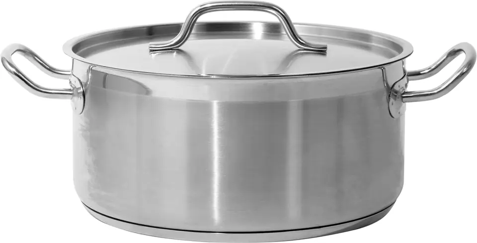 ⁨LOW POT WITH STAINLESS STEEL LID 28X13 CM 8L.⁩ at Wasserman.eu