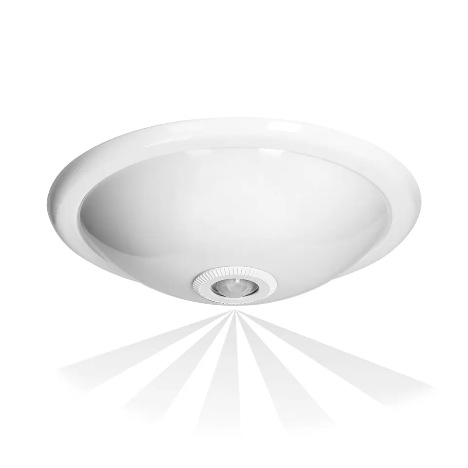 ⁨ROVO PC, lighting ceiling lamp with motion sensor 360st, 2x40W, E27, IP20, milk polycarbone⁩ at Wasserman.eu