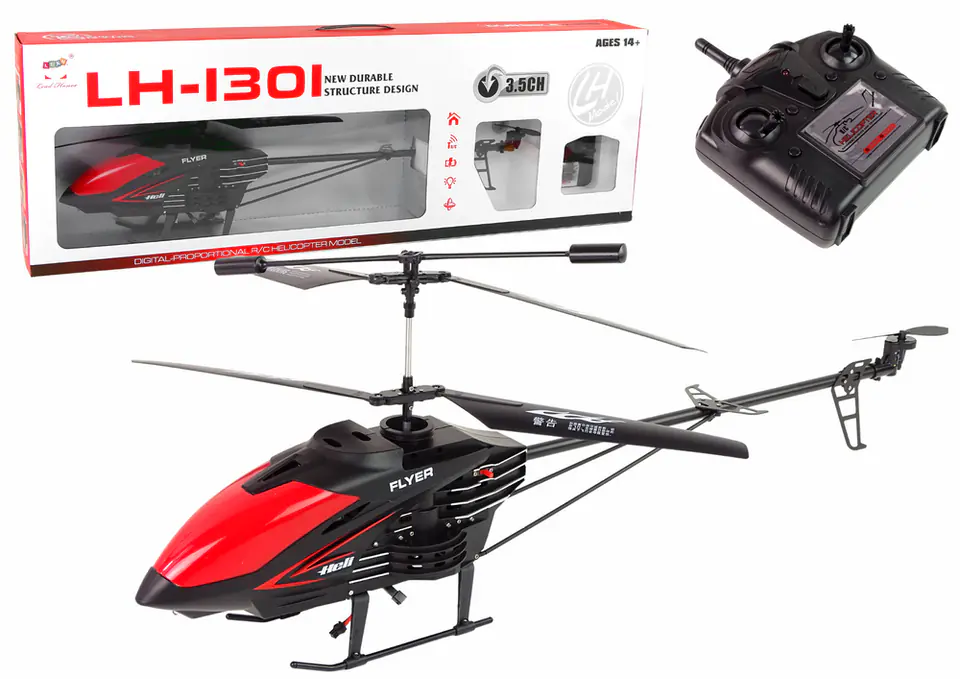 ⁨Helikopter Zdalnie Sterowany LH-1301 2.4G Czarno- Czerwony⁩ w sklepie Wasserman.eu