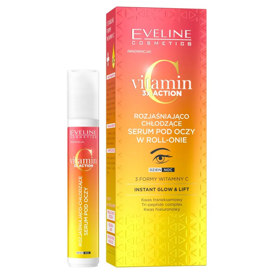 ⁨EVELINE Vitamin C 3xAction Rozjaśniająco - Chłodzące Serum pod oczy w roll-onie 15ml⁩ w sklepie Wasserman.eu